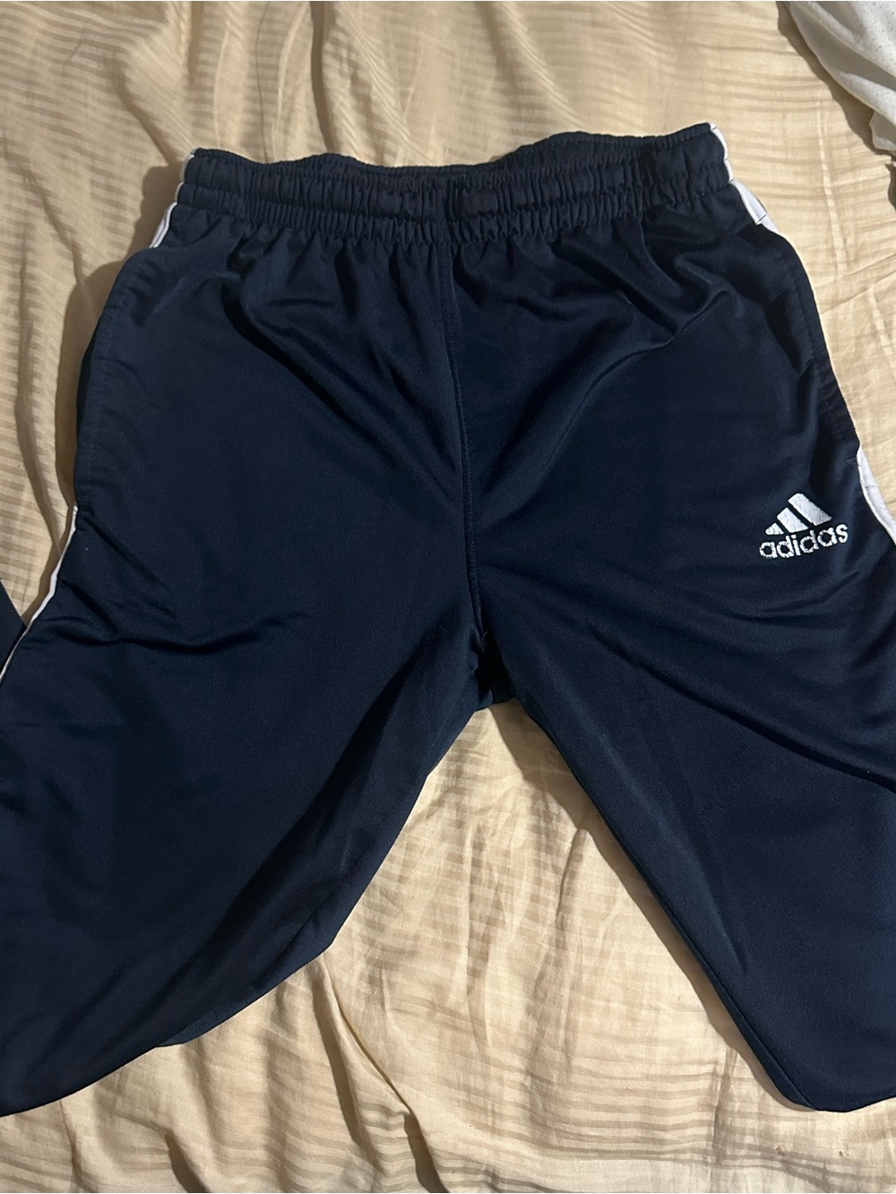 adidas Navy Blue Track Pants with White Trim